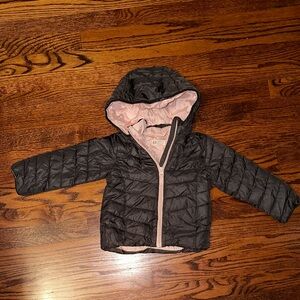 H&M Black Puffer Jacket with Pink Interior